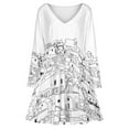 thumbnail image 3 of Santorini Black White Greece Greek Art Long Sleeve Sexy Dresses For Women Ladies Vintage Elegant Party Dress Oversized V-neck Dress, 3 of 7