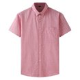 thumbnail image 1 of Mens Manga Corta Botón Abajo Camisas Negocios Turndown Cuello Raya Camisa de Bolsillo, Blusa de Manga Corta, 1 of 1