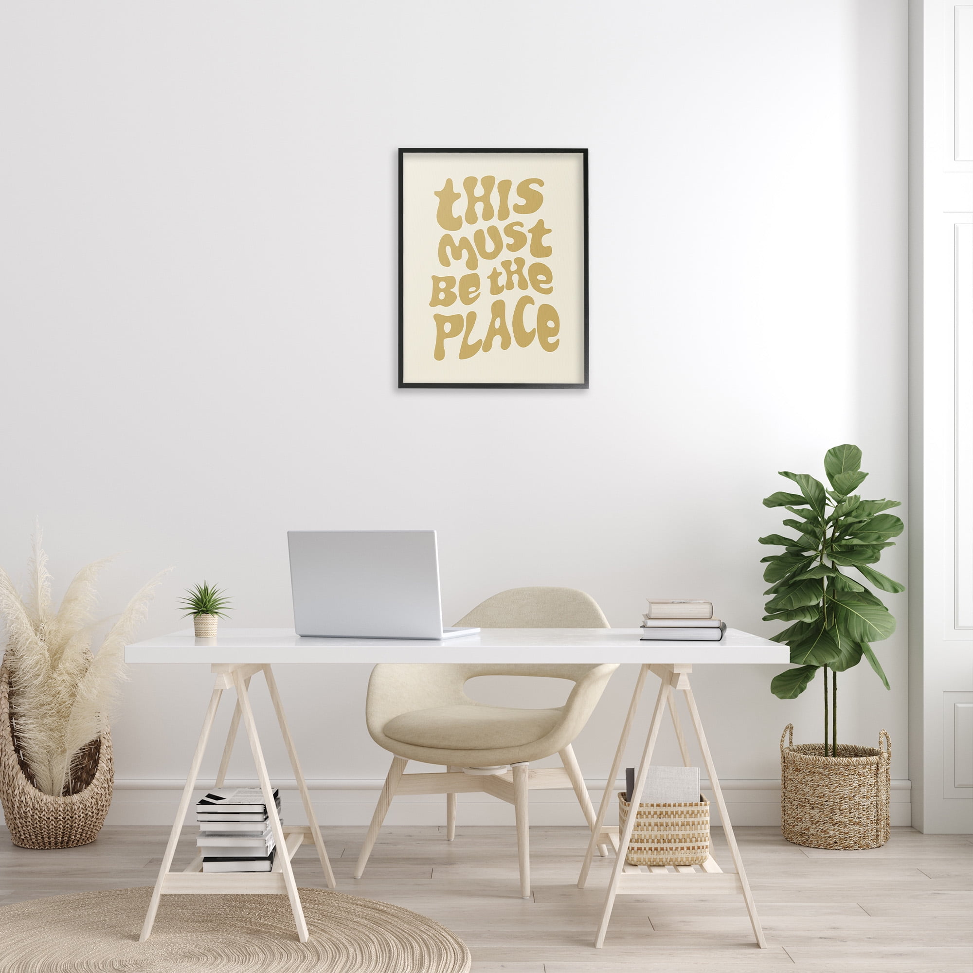 Stupell Industries Must Be The Place Typography Painting Black Framed Art Print Wall Art, 24 x 30