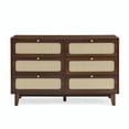 thumbnail image 5 of Al Fresco 6 Drawer Dresser, Modern Storage Wide Chest of Drawers, 3 Layer Storage Organization Unit for Bedroom Living Room Entryway, Natural Walnut, 5 of 7