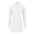 thumbnail image 4 of Wancir Women's 2024 Ribbed Long Sleeve Sweater Dress High Neck Slim Fit Knitted Midi Dress, 4 of 9