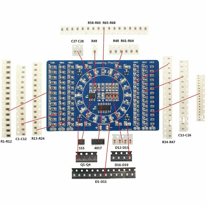 SMT Components SMD Soldering Practice Board Plate DIY Kit Resistor For Beginners 