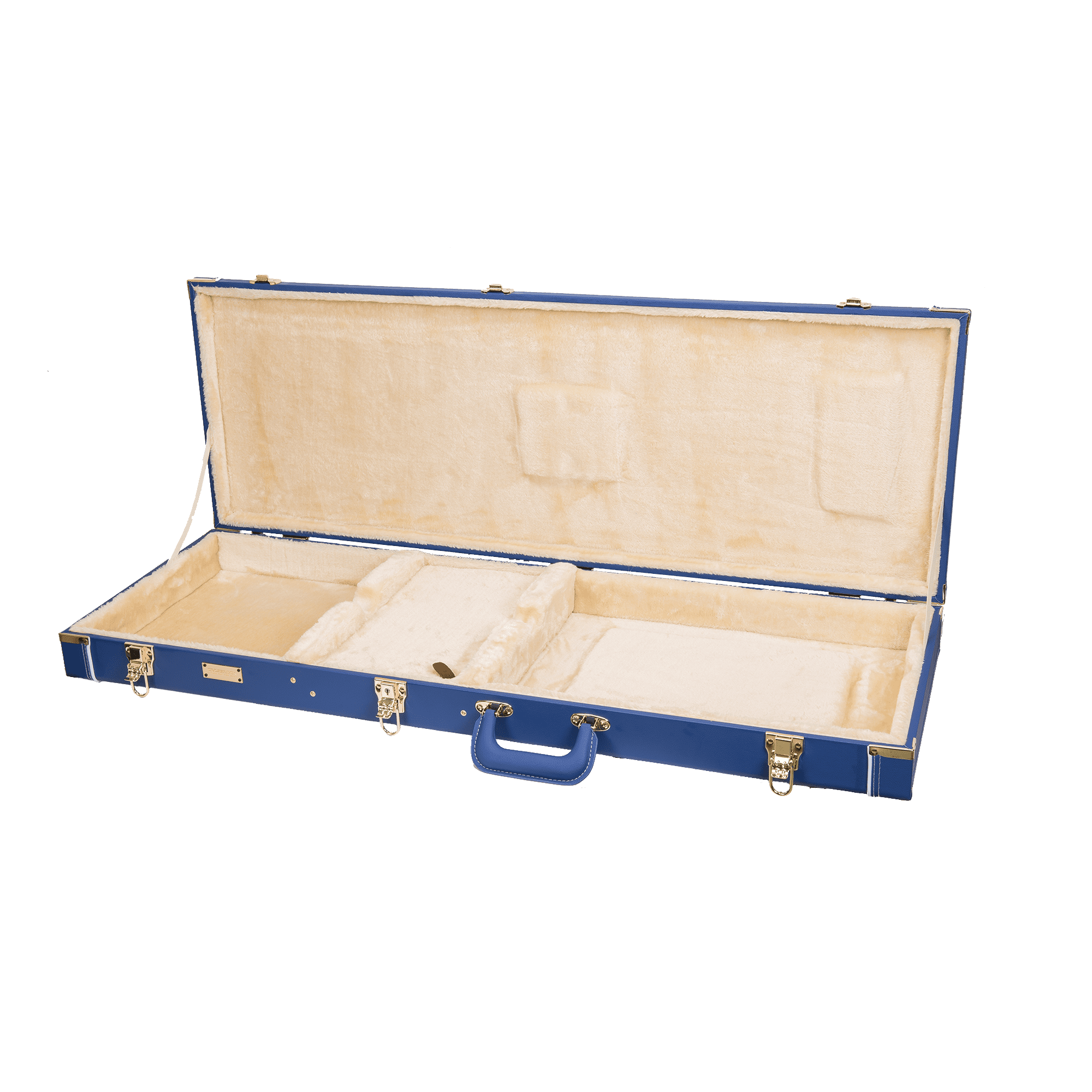 Crossrock Designer Series- Wooden Case for Jazzmaster/Jaguar Style Electric Guitars- Security Lock, Metal Feet, Storage Space- Vibrant Blue