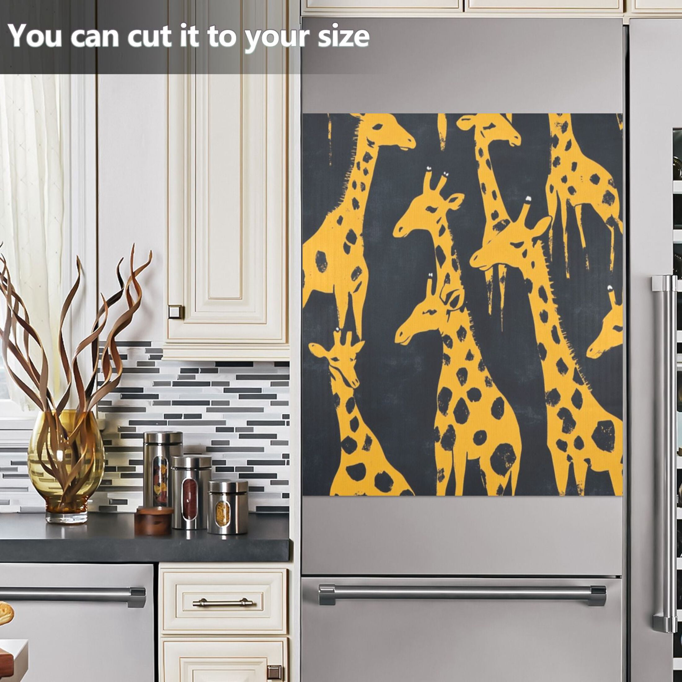 Dishwasher Magnetic Sticker 23x26 Inch Refrigerator Magnetic Sticker Washing Machine Magnetic Sticker Kitchen Panel Magnetic Sticker Home Decor Cute Yellow Giraffe