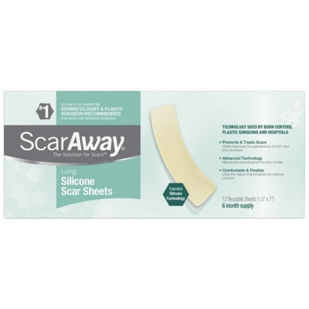 ScarAway 1.5 in. x 7 in. Fabric-Backed, Protective Silicone Scar Sheets 12