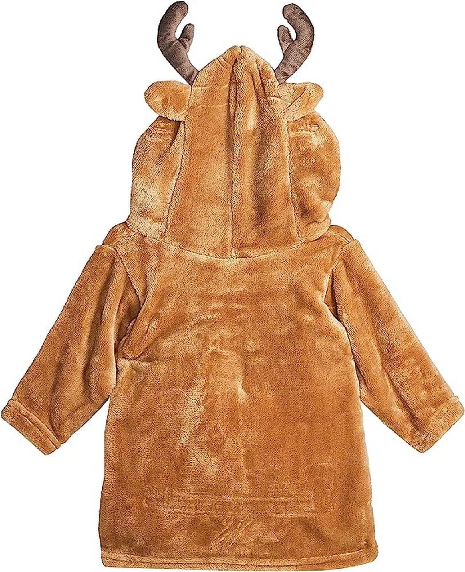 Hudson Baby Infant Boy Plush Animal Bathrobe, Boy Reindeer, 0-9 Months