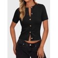 thumbnail image 4 of Cardigan PRETTYGARDEN Mujer Verano Manga Corta Negro, 4 of 6