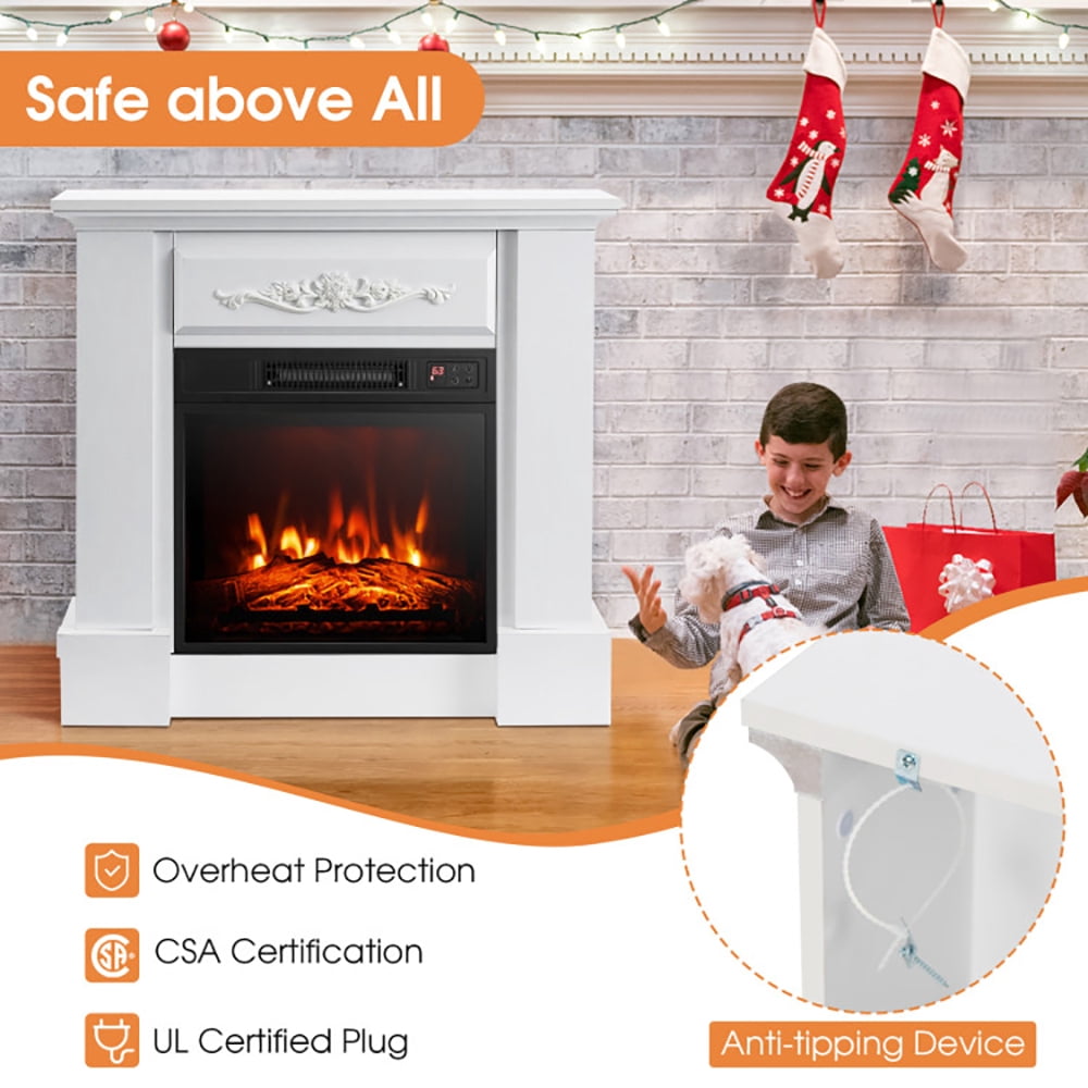 Kadyn Heater,Fireplace, Electric Fireplace, Fireplace Heater,1400W TV Stand Electric Fireplace Mantel with Remote Control-White