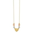 thumbnail image 2 of 14K Tri-Tone Gold Box Necklace with Pendants Chain Tri-color Puff & Flat Hearts 18 inch, 2 of 3