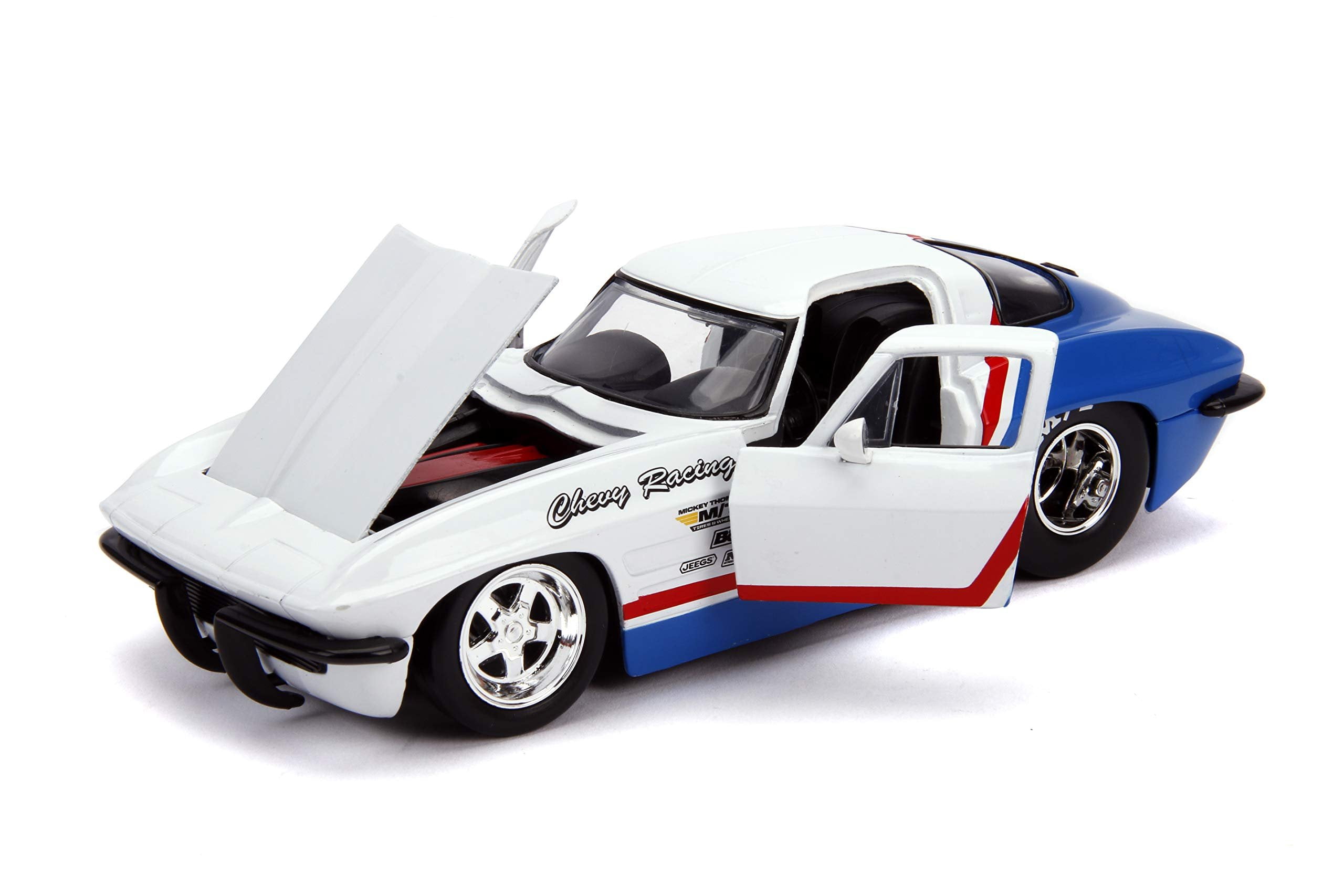 Jada Toys 1963 Chevrolet Corvette Stingray with Red Stripe Chevy Racing Bigtime Muscle 1 24 Diecast Model Car Car Play Vehicles Jada Toys 1963 Chevrolet Corvette Stingray with Red Stripe Chevy Racing Bigtime Muscle 1 24 Diecast Model Car Car Play Vehicles