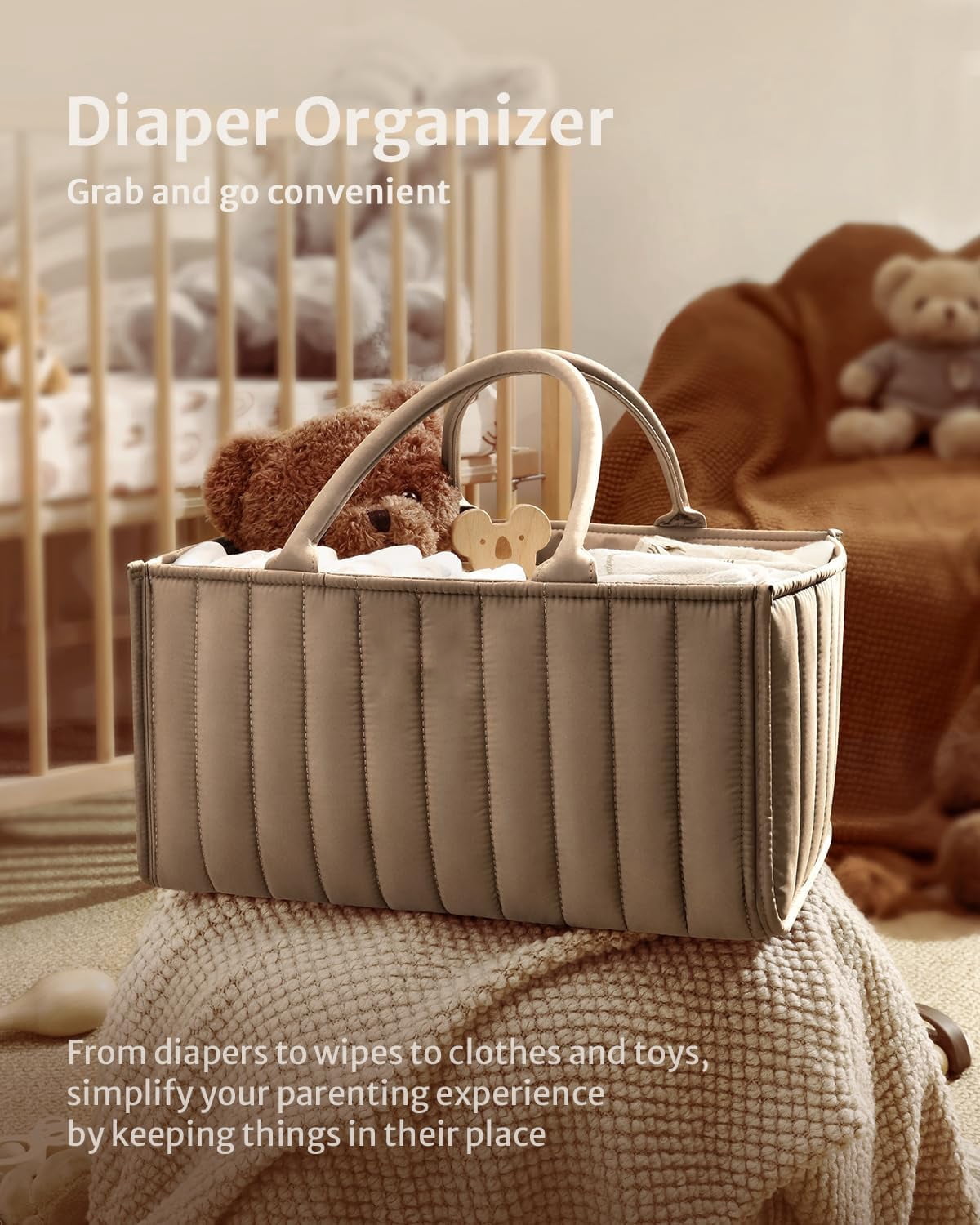 Baby Diaper Caddy Organizer, Stylish Storage Basket for Newborn Essentials and Diaper Station, Gift for Baby Shower