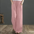 thumbnail image 2 of Women‘s Linen Wide Leg Pants Drawstring Elastic Waist Casual Palazzo Trousers with Pockets, 2 of 6