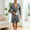 thumbnail image 4 of Defitshape Men's 2 Piece Pajama Set Satin Hooded Robe Boxer Shorts Sleepwear Fall Pj Comfy Soft Thin Silk Sleepwear Bath House Spring Cool Lounge Set Silver Grey Medium, 4 of 5