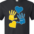 thumbnail image 4 of Inktastic Down Syndrome Awareness with Handprints and Hearts Blue and Yellow T-Shirt, 4 of 5
