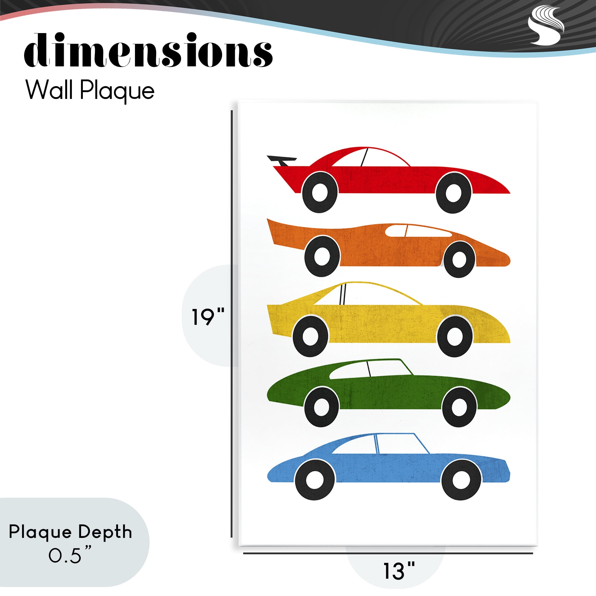 Stupell Industries Colorful Midcentury Cars Wall Plaque Art, design by Tom Quartermaine