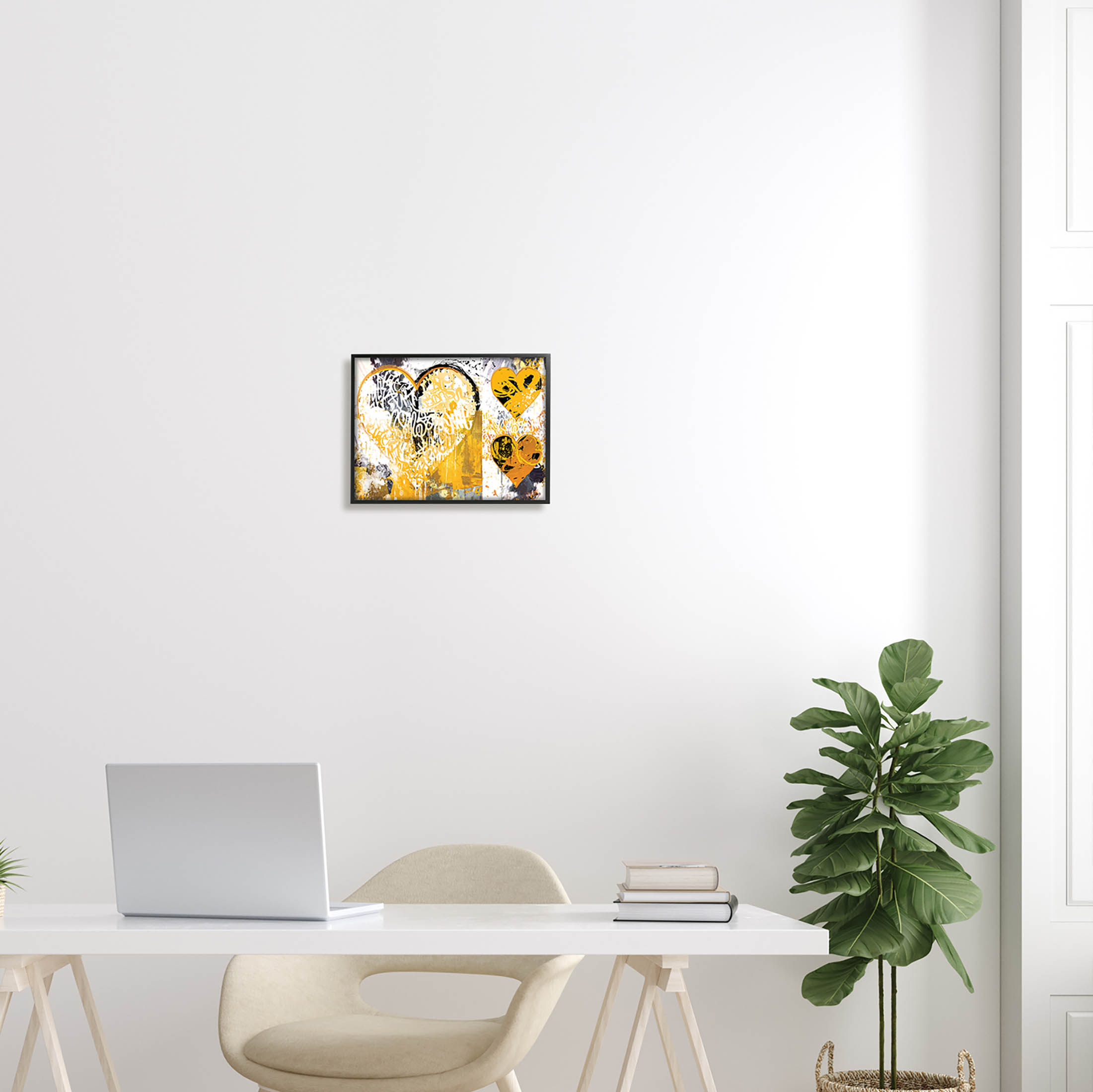 Stupell Industries Urban Paint Drip Graffiti Heart Shape Graphic Art Black Framed Art Print Wall Art, Design by Porter Hastings