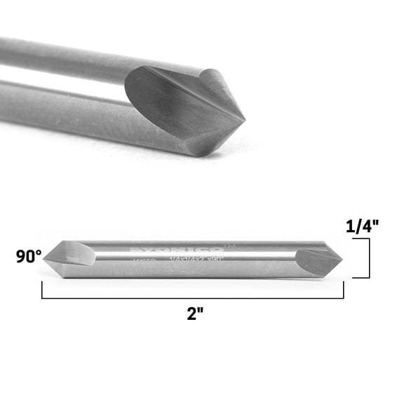 90 Degree Double Ended V Groove Solid Carbide Router Bit - 1/4" Shank - Yonico 14108q