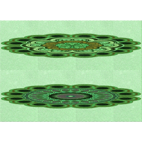 Ahgly Company Machine Washable Indoor Rectangle Transitional Green Area Rugs, 8' x 10'