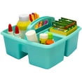 thumbnail image 4 of Storex 3-Compartment Small Caddy – Multipurpose Classroom Organizer with Handle, Aquamarine, 6-Pack (00952A06C), 4 of 5