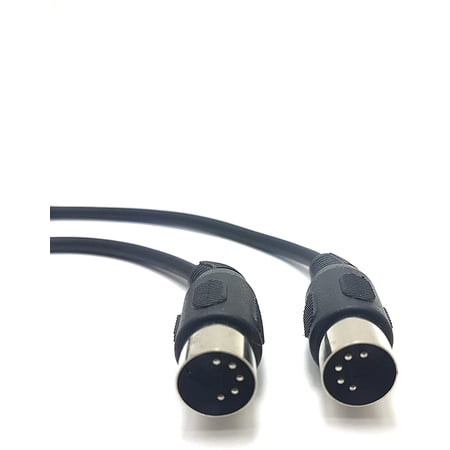 3 Feet (ft) MIDI Cable with 5 Pin DIN Connector, Black (10 Pack)
