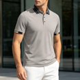 thumbnail image 2 of XAOFW Summer Polo Shirts For Man Fashion Ice Silk V Neck Short Sleeve Button Down Shirts For Everyday Wear Soft Tops S, 2 of 7