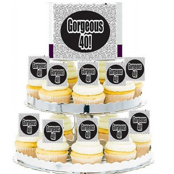 Gorgeous 40! Edible Photo Toppers & Edible Cupcake Decoration Kit