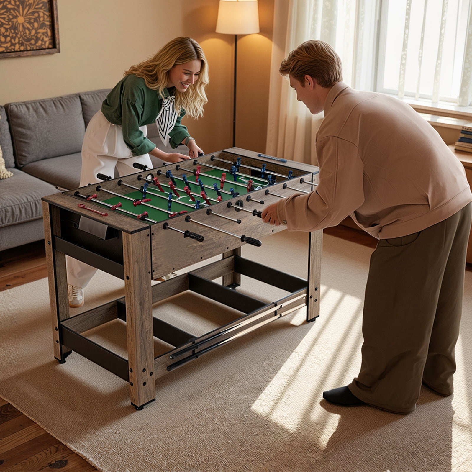 Gymax 2-in-1 48'' Swivel Multi Game Table w/Legs 2 Balls Cue Sticks Triangle Brush