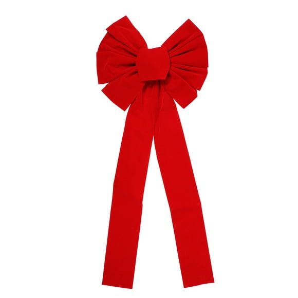 Northlight 14" x 34" Red 9-Loop Velveteen Christmas Bow Decoration