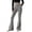 Gray, variant on Tqcoqu Women's Crossover V Waist Ribbed Bootcut Pants,Solid Casual Flared Trousers with Side Pockets,Athletic Yoga Workout Pants