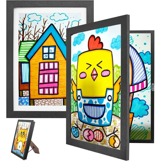 Maxetodo 8.5x11 Kids Artwork Display Frame with 180° Open Front, Shadow Box for Kids' Art Storage,Holds up to 150 Drawings,Shatterproof Plexiglass,for Home Decor,Office,Daycare,Children Gift