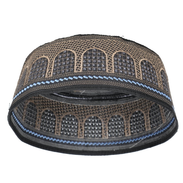 Muslim Prayer Hat, Practical To Use Polyester Cotton Men Hat Fine Workmanship Muslim Prayer Headwear Islamic Hat For Daily Wear For Worship Wear 56,57,58,59