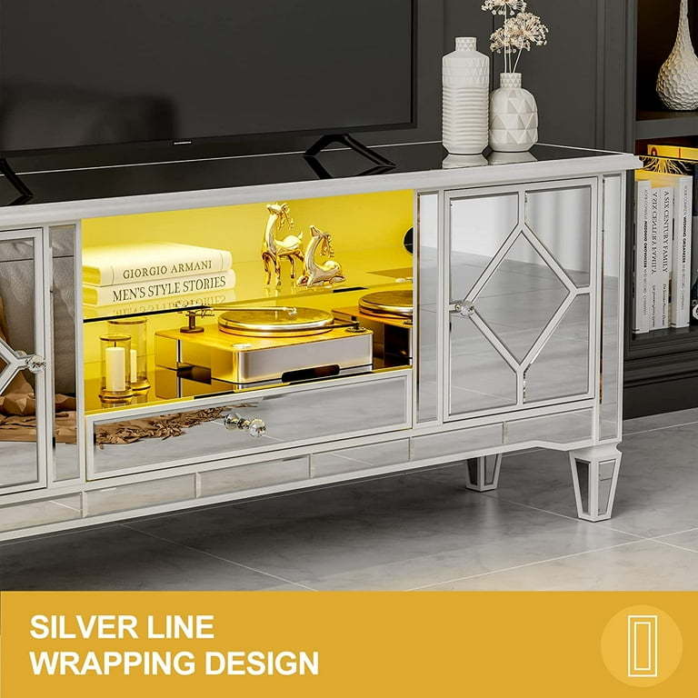 Silver tv stand 65 inch deals