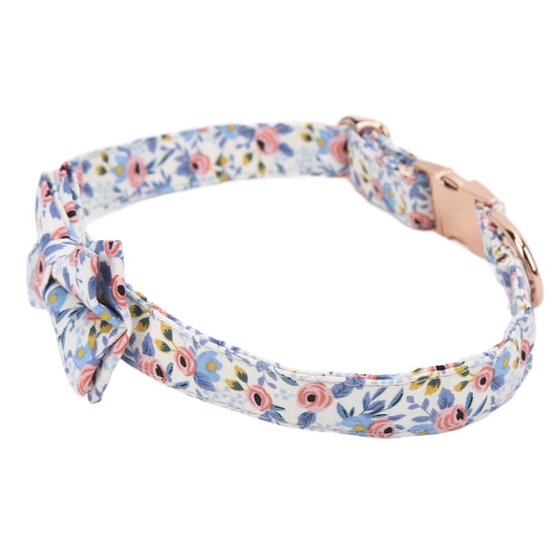 Collar De Pajarita Para Gato, Algodón, Liberación Rápida, Ajustable, Flexible, Patrón De Flores Para Perros, Pajarita, Lavable, Cómodo Con Hebilla D Para Gatos Para Perros ANGGREK Flor Azul L
