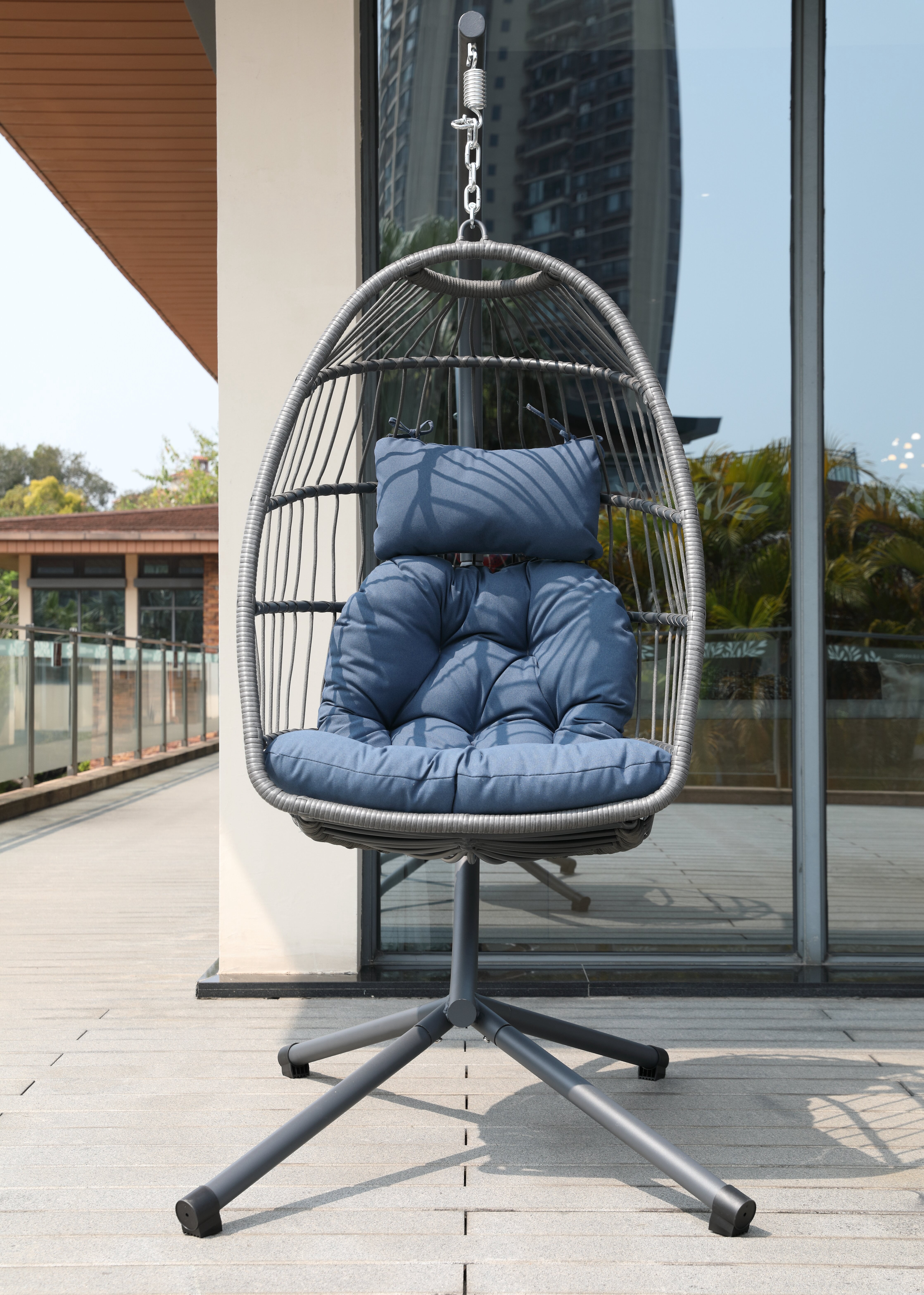 Sailvan Outdoor Foldable Egg Hanging Swing Chair with Stand