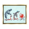 thumbnail image 3 of Stupell Industries Aquatic Sea Life Animals Riding Bikes Red Accent Graphic Art Metallic Gold Floating Framed Canvas Print Wall Art, Design by Amelie Legault, 3 of 5