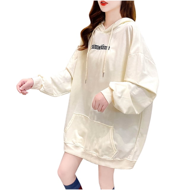 Blusa de manga larga con capucha y letras para mujer a la moda para mujer Pompotops gfhjh13046