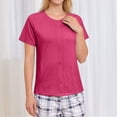 thumbnail image 6 of JoveMarine Women's Post-Surgery Short Sleeve Top with 4 Pockets Solid Color Round Neck Shirt Comfortable Recovery Wear for Daily Use Hot Pink XL, 6 of 9