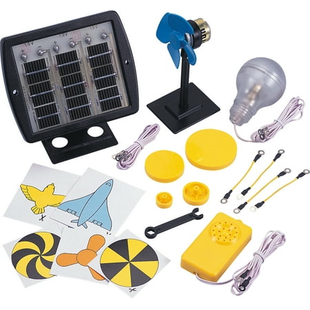 Educational Solar Energy Science Project Kit with Experiment Booklet - Includes Solar Panel, Motor, Lightbulb, Sound box, and Fan