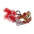 thumbnail image 1 of Unique Bargains 1 Pce Masque Demi-Visage Plume Reine Dansante pour Fête Masquée Rouge, 1 of 5