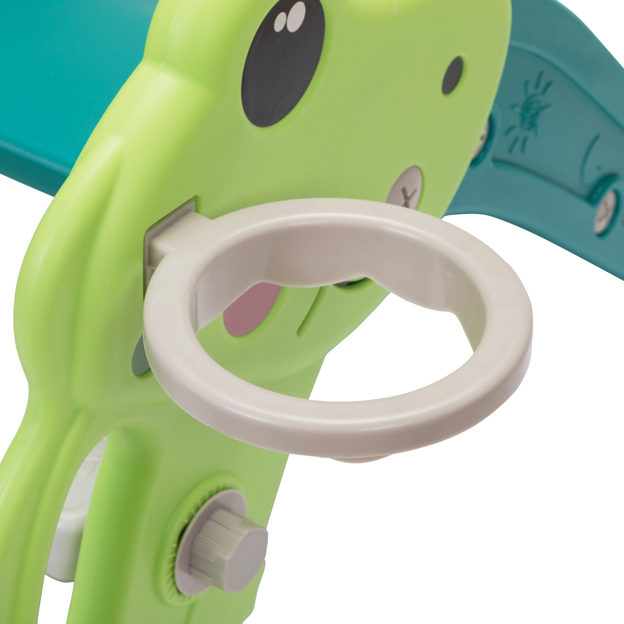 Kadyne 3 in 1 Toddler Slide Kids Slide, 42.9" Frogs Play Slide for Outdoor and Indoor, Play Slide with Basketball Hoop, Ball and Ladder, Green Kadyne 3 in 1 Toddler Slide Kids Slide, 42.9" Frogs Play Slide for Outdoor and Indoor, Play Slide with Basketball Hoop, Ball and Ladder, Green