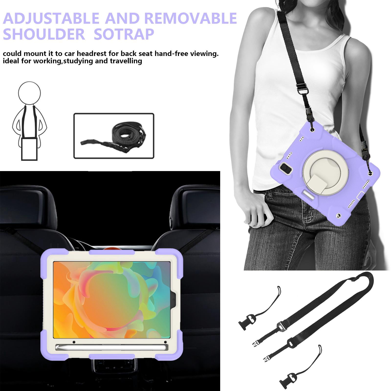 TECH CIRCLE Kids Case for Apple iPad mini 6th Gen 8.3-inch 2021 - Rugged Protective Handle Kickstand Shockproof Hybrid TPU PC Cover Shoulder Strap Pencil Holder Case for Apple iPad mini 6-Lightpurple