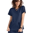 thumbnail image 4 of LYMAYTER Women V-Neck Medical Scrub Tops Solid Color Pockets Quick-Dry Medical Workwear for S-2XL, 4 of 6