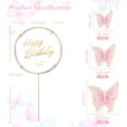 thumbnail image 3 of Butterfly Cake Toppers With Happy Birthday Cake Toppers 3D Pink Gold Butterfly Cake Decorations for Girls Women's Birthday Party Wedding Cake Decor Baby Shower (Pink-2), 3 of 4