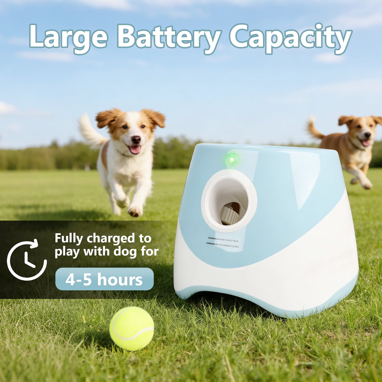 Dongyi Automatic Ball Launcher for Dogs-3 Distance Settings 10-30ft,Interactive Toy for Small & Medium Dogs with 6 Tennis Balls,Indoor/Outdoor Play(Blue)
