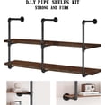 thumbnail image 3 of Industrial Iron Pipe Shelves, 3 Set 3-Tier, 28" Tall, 12" Depth, DIY Open Bookshelf Bookcase, Wall Mounted Vintage Retro Shelving, Rustic Farmhouse Pantry Kitchen Storage, Black Shelf Brackets, 3 of 10