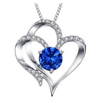Guodhu Dainty Birthstone Heart Necklace for Women Jewelry, Diamond Silver Plated Necklace Jewelry Birthday Gifts for Women Wife