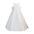 thumbnail image 4 of JUMEYU Little Girls Satin Flower Girl Dress Long Sleeveless Bow Wedding Formal Gown Dresses Size 11 (White,11 Years), 4 of 9