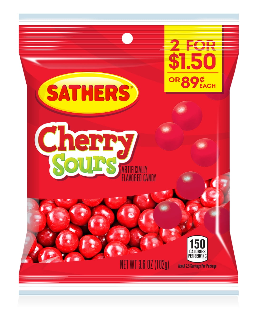Sathers Cherry Sours Hard Candy, 3.6 Ounce Bag