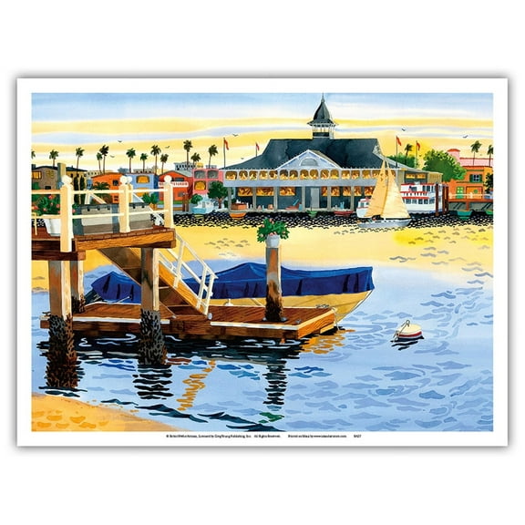 Balboa Pavilion - Newport Beach California - From an Original Watercolor Painting by Robin Wethe Altman - Master Art Print (Unframed) 9in x 12in