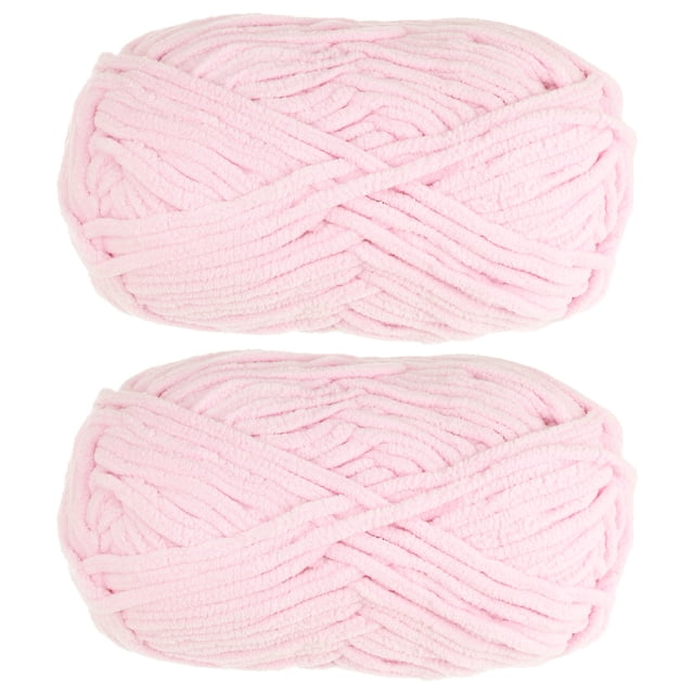 2Madejas Chenilla Hilo Terciopelo Manta Hilo 2x100g/7.1oz 6 Súper Voluminoso Poliéster Suave Tejido para Ganchillo Tejedura Bolsos Bufanda Sombrero, Claro Rosa